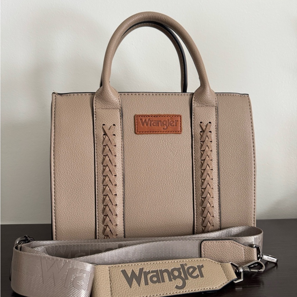 Wrangler Beige Satchel with Braided Detail